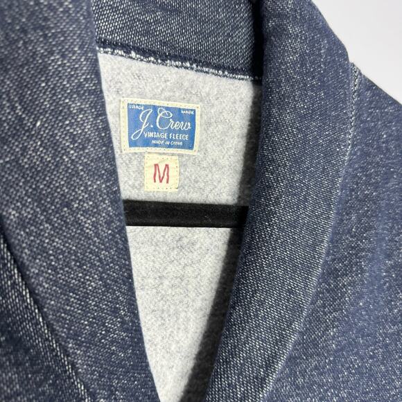 J Crew Mens Cowl Neck Cardigan Jacket Blue Elbow Patch Knit Blue Medium - Picture 8 of 10